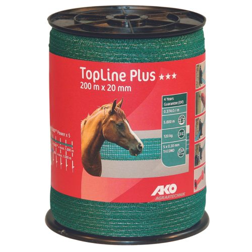 AKO TopLine Plus villanypásztor szalag - 20mm - 200m - 230kg - 0,374 Ω/m